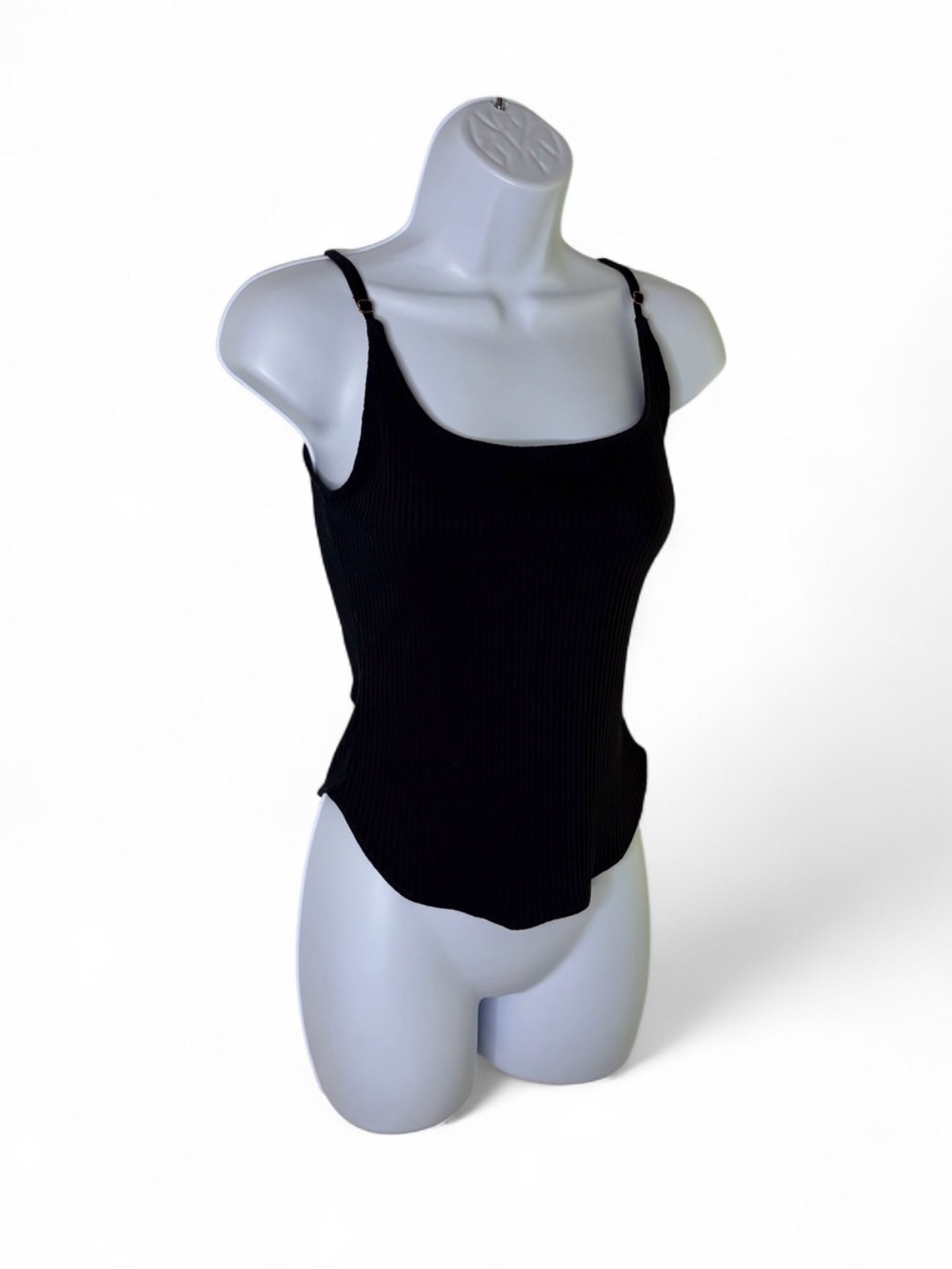 Intimately Free People Black Ribbed Knit Lettuce Edge Scoop Neck Camisole Size S